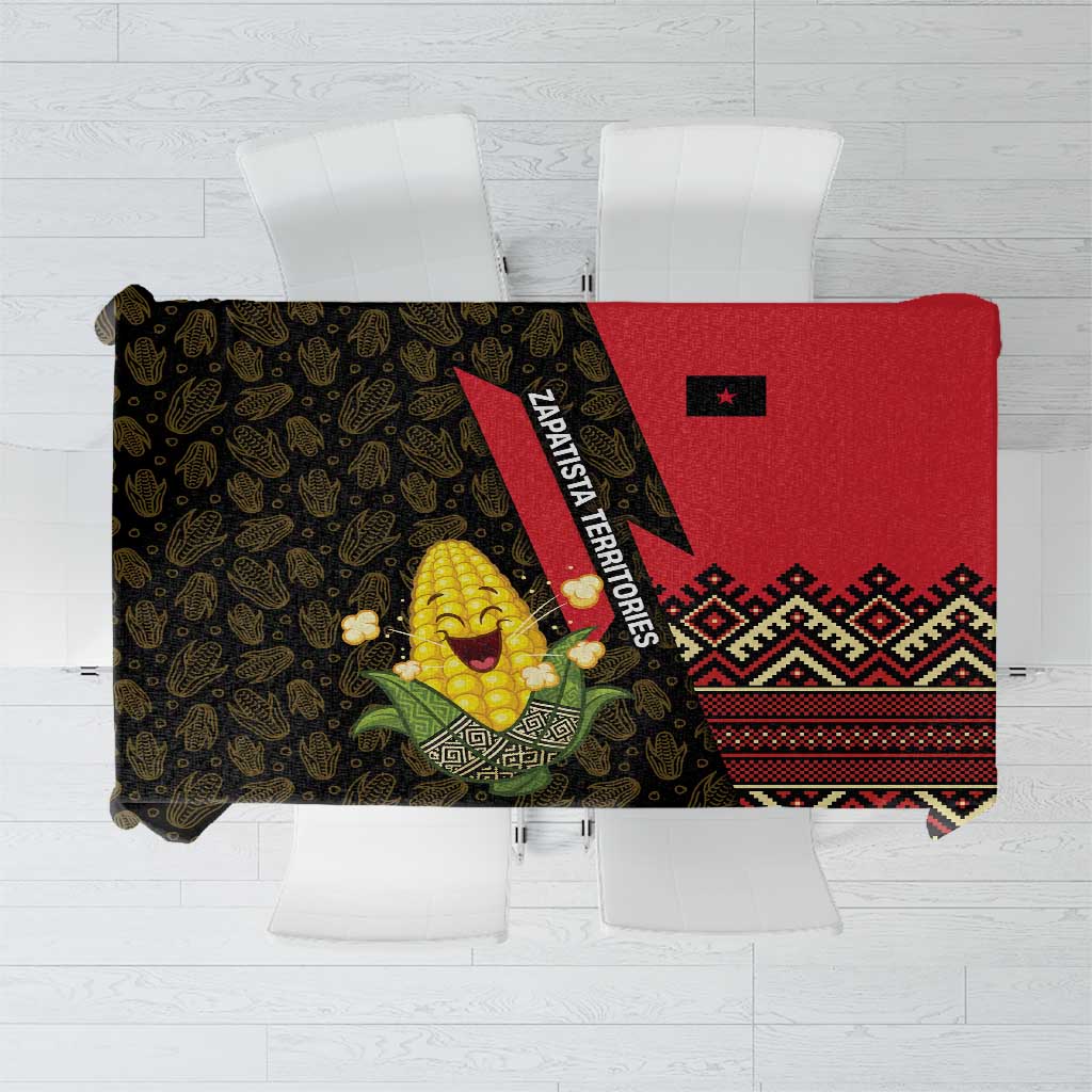 Zapatista Territories Tablecloth Mexico with Corn Graphic and Indigenous Pattern Semillas de Libertad - Wonder Print Shop