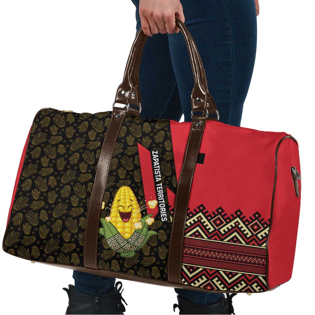 Zapatista Territories Travel Bag Mexico with Corn Graphic and Indigenous Pattern Semillas de Libertad - Wonder Print Shop
