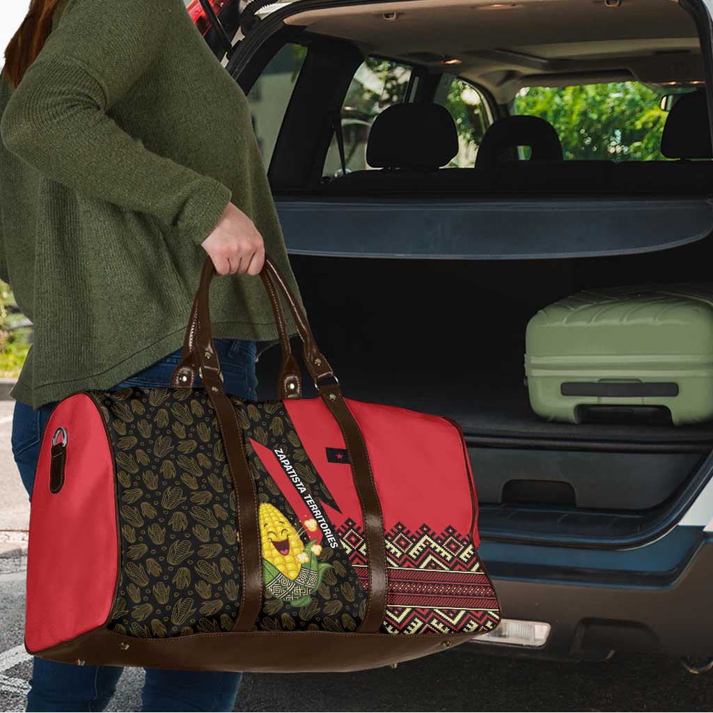 Zapatista Territories Travel Bag Mexico with Corn Graphic and Indigenous Pattern Semillas de Libertad - Wonder Print Shop