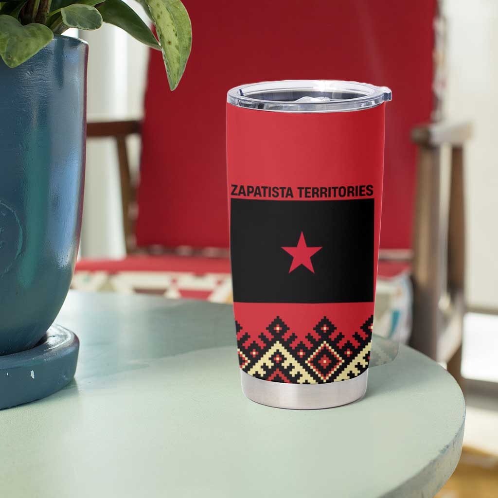 Zapatista Territories Tumbler Cup Mexico with Corn Graphic and Indigenous Pattern Semillas de Libertad - Wonder Print Shop