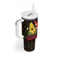 Zapatista Territories Tumbler With Handle Mexico with Corn Graphic and Indigenous Pattern Semillas de Libertad - Wonder Print Shop