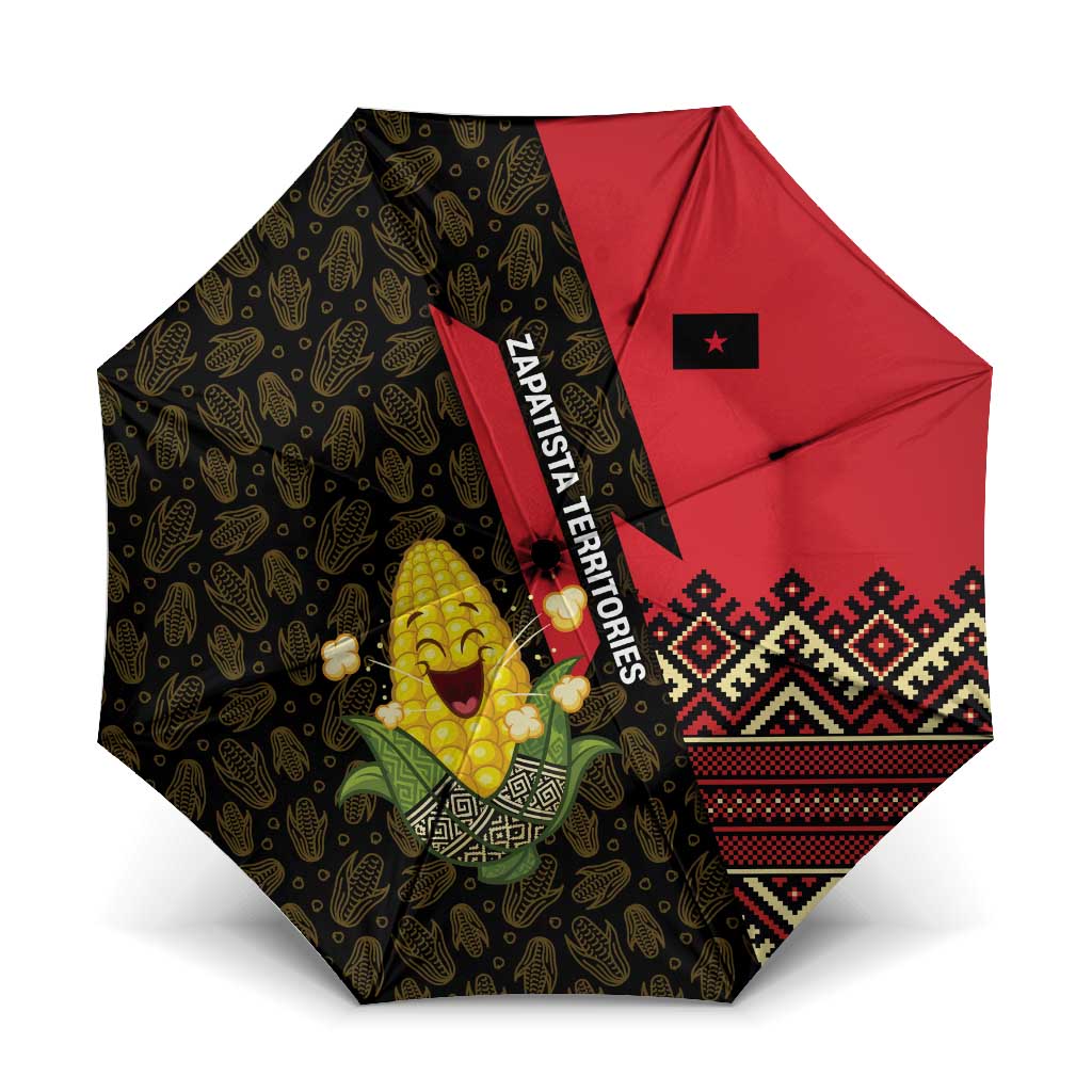 Zapatista Territories Umbrella Mexico with Corn Graphic and Indigenous Pattern Semillas de Libertad - Wonder Print Shop