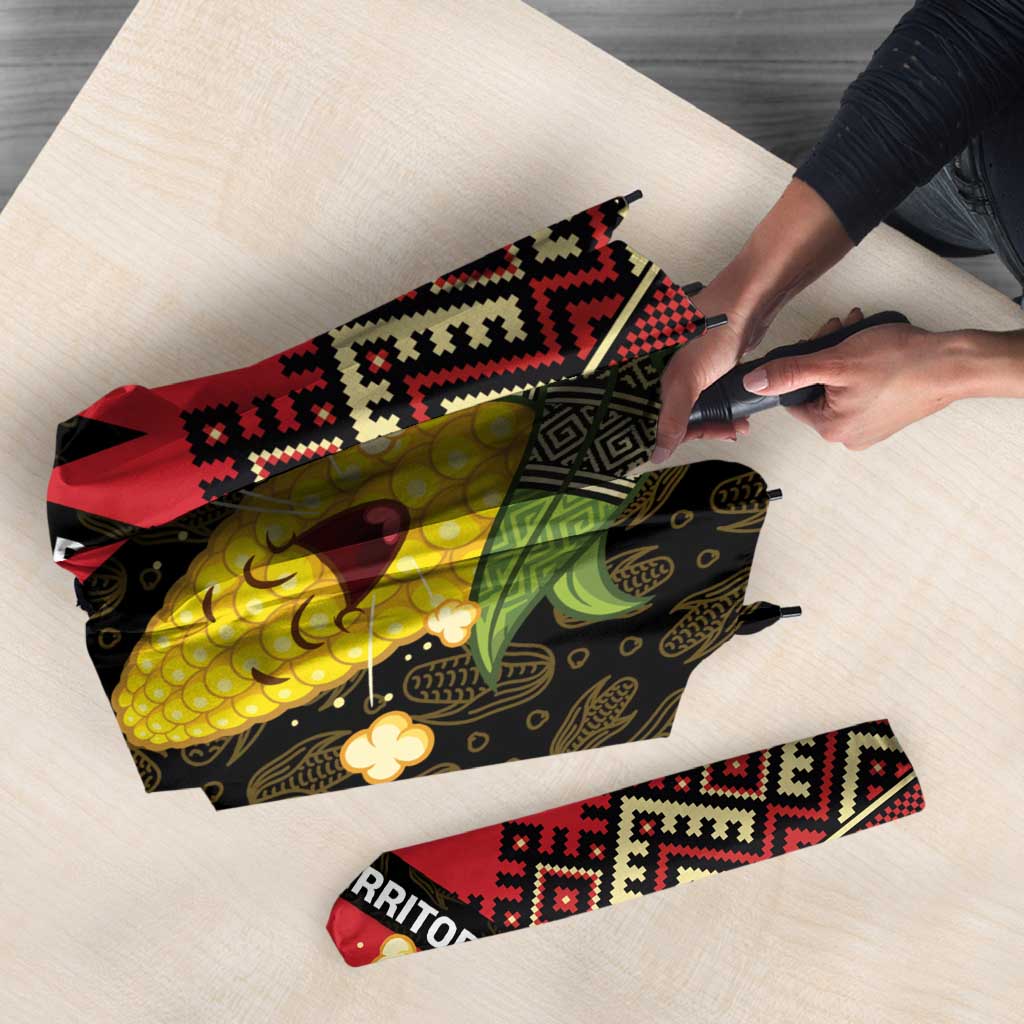 Zapatista Territories Umbrella Mexico with Corn Graphic and Indigenous Pattern Semillas de Libertad - Wonder Print Shop