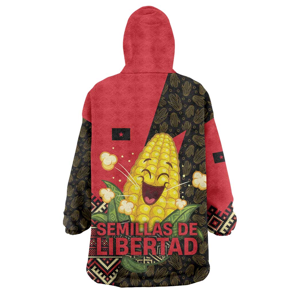 Zapatista Territories Wearable Blanket Hoodie Mexico with Corn Graphic and Indigenous Pattern Semillas de Libertad - Wonder Print Shop