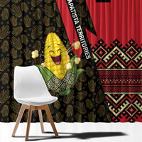 Zapatista Territories Window Curtain Mexico with Corn Graphic and Indigenous Pattern Semillas de Libertad - Wonder Print Shop