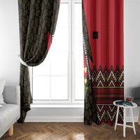 Zapatista Territories Window Curtain Mexico with Corn Graphic and Indigenous Pattern Semillas de Libertad - Wonder Print Shop