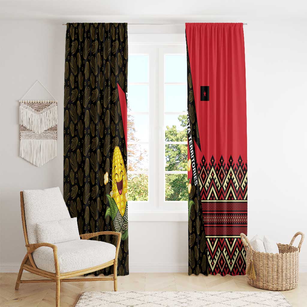 Zapatista Territories Window Curtain Mexico with Corn Graphic and Indigenous Pattern Semillas de Libertad - Wonder Print Shop