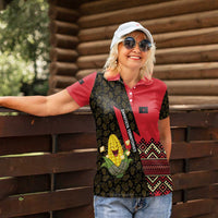 Zapatista Territories Women Polo Shirt Mexico with Corn Graphic and Indigenous Pattern Semillas de Libertad - Wonder Print Shop