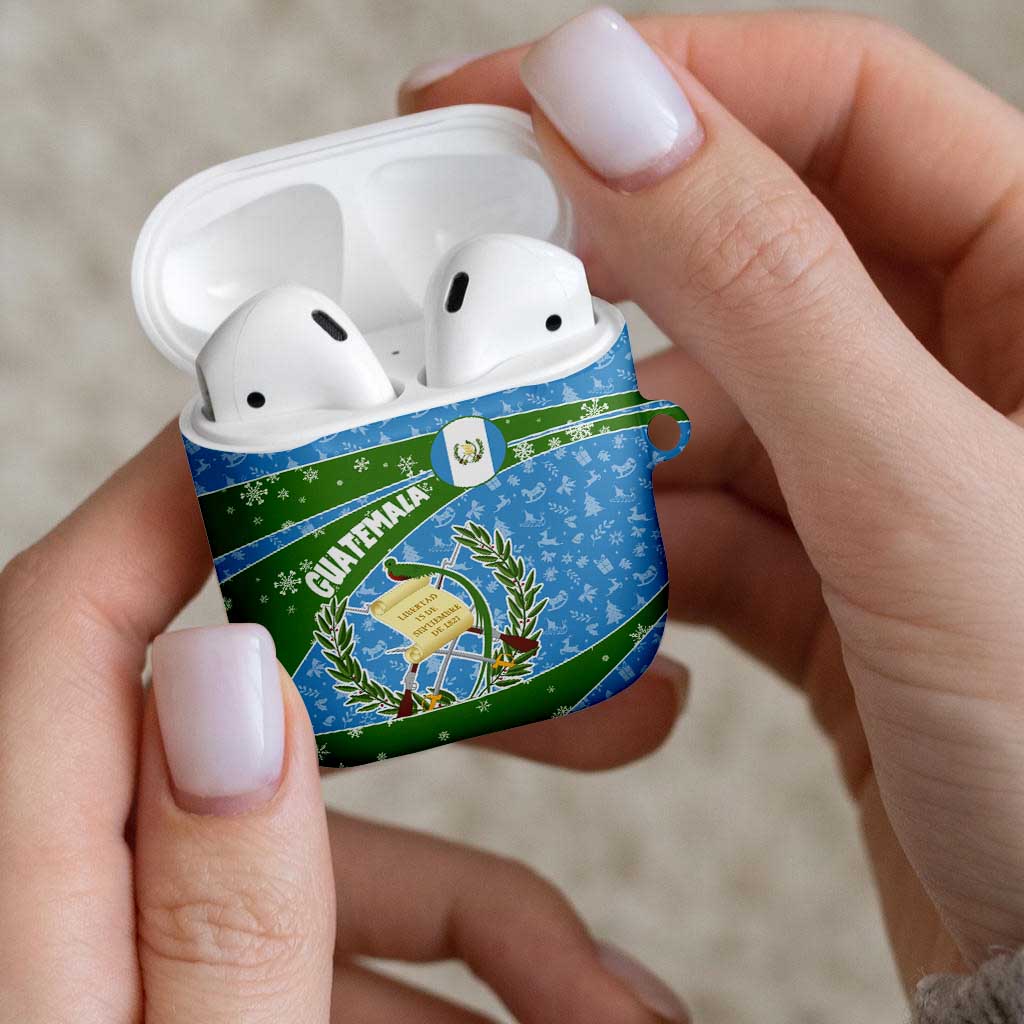 Guatemala Christmas AirPods Case with Blue Green Christmas Quetzal Bird Gift and Coat of Arms - Wonder Print Shop
