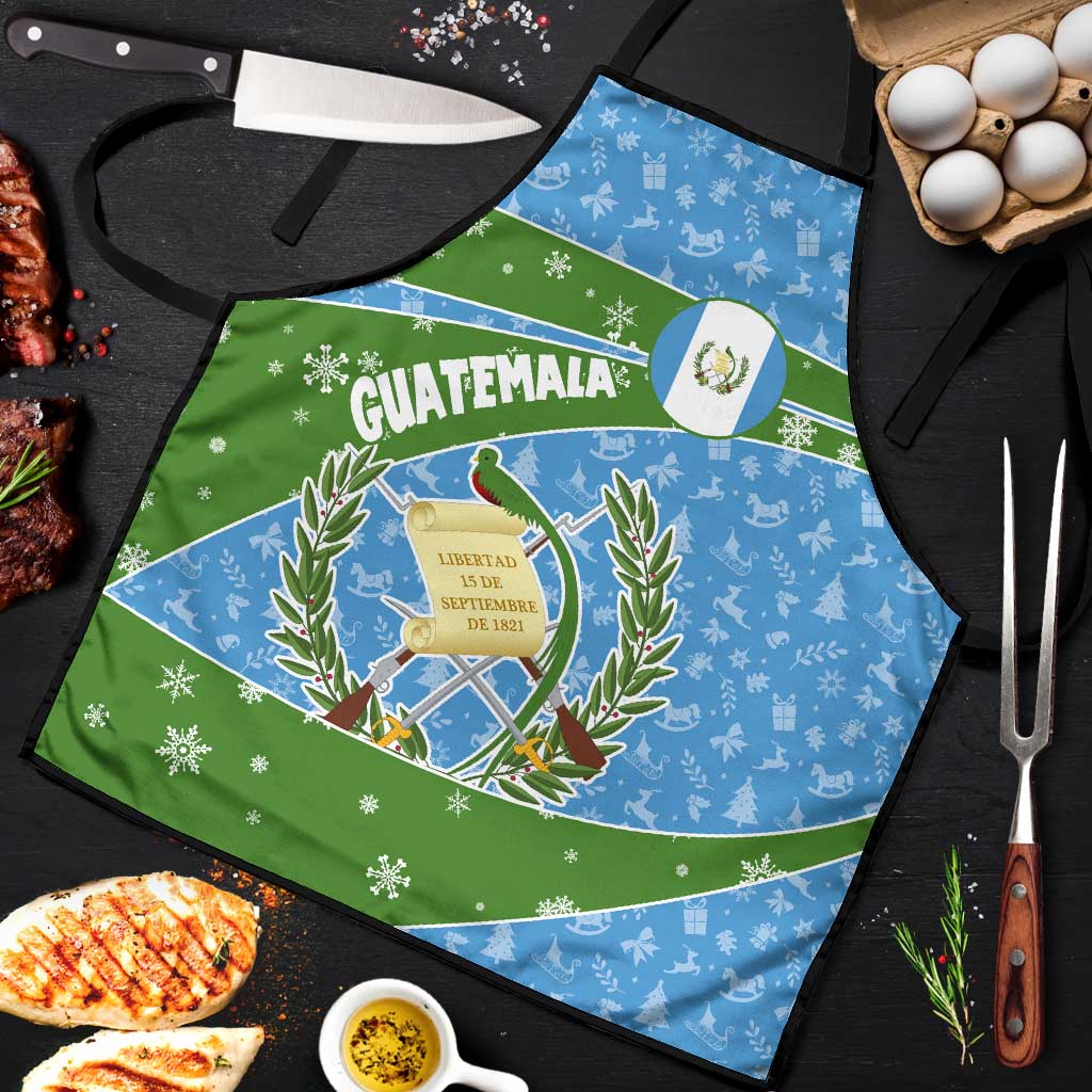 Guatemala Christmas Apron with Blue Green Christmas Quetzal Bird Gift and Coat of Arms - Wonder Print Shop