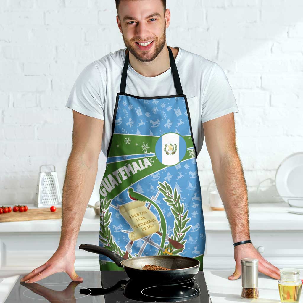 Guatemala Christmas Apron with Blue Green Christmas Quetzal Bird Gift and Coat of Arms - Wonder Print Shop