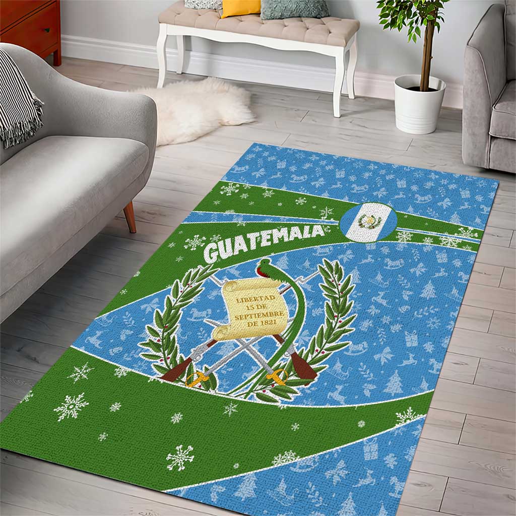 Guatemala Christmas Area Rug with Blue Green Christmas Quetzal Bird Gift and Coat of Arms - Wonder Print Shop