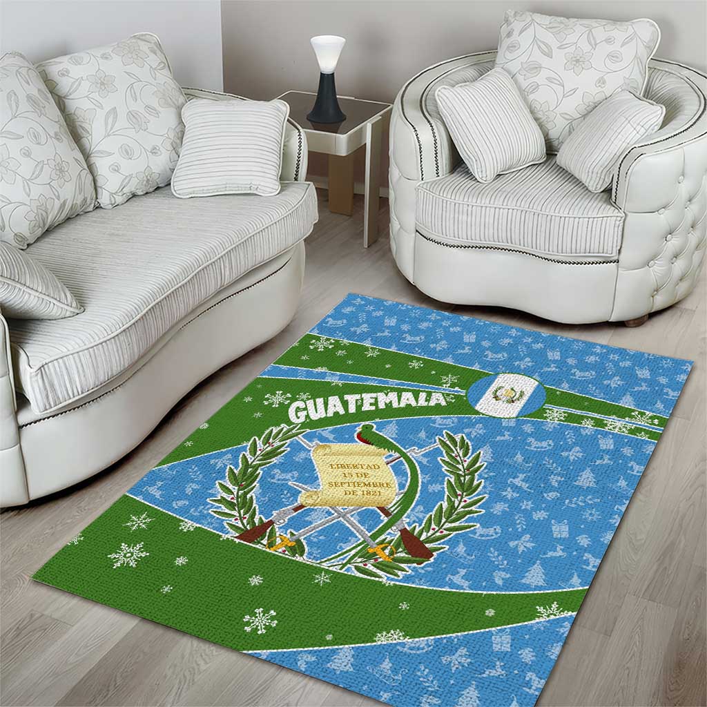 Guatemala Christmas Area Rug with Blue Green Christmas Quetzal Bird Gift and Coat of Arms - Wonder Print Shop