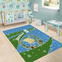 Guatemala Christmas Area Rug with Blue Green Christmas Quetzal Bird Gift and Coat of Arms - Wonder Print Shop