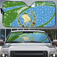 Guatemala Christmas Auto Sun Shade with Blue Green Christmas Quetzal Bird Gift and Coat of Arms - Wonder Print Shop