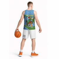 Guatemala Christmas Basketball Jersey with Blue Green Christmas Quetzal Bird Gift and Coat of Arms - Wonder Print Shop