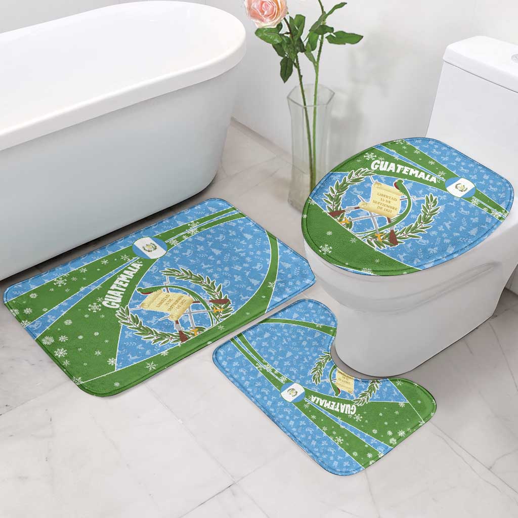 Guatemala Christmas Bathroom Set with Blue Green Christmas Quetzal Bird Gift and Coat of Arms - Wonder Print Shop