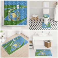 Guatemala Christmas Bathroom Set with Blue Green Christmas Quetzal Bird Gift and Coat of Arms - Wonder Print Shop