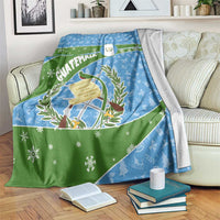 Guatemala Christmas Blanket with Blue Green Christmas Quetzal Bird Gift and Coat of Arms - Wonder Print Shop