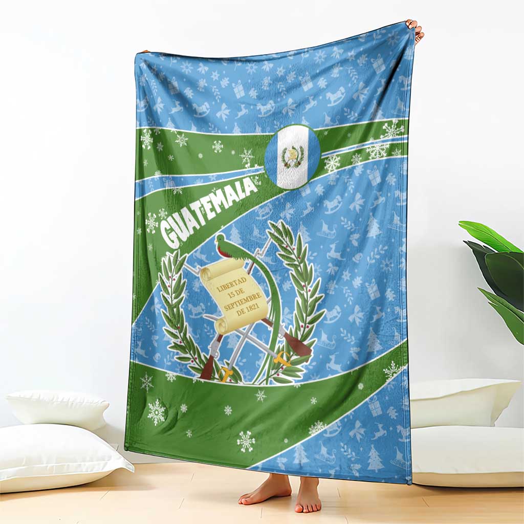 Guatemala Christmas Blanket with Blue Green Christmas Quetzal Bird Gift and Coat of Arms - Wonder Print Shop
