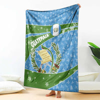 Guatemala Christmas Blanket with Blue Green Christmas Quetzal Bird Gift and Coat of Arms - Wonder Print Shop