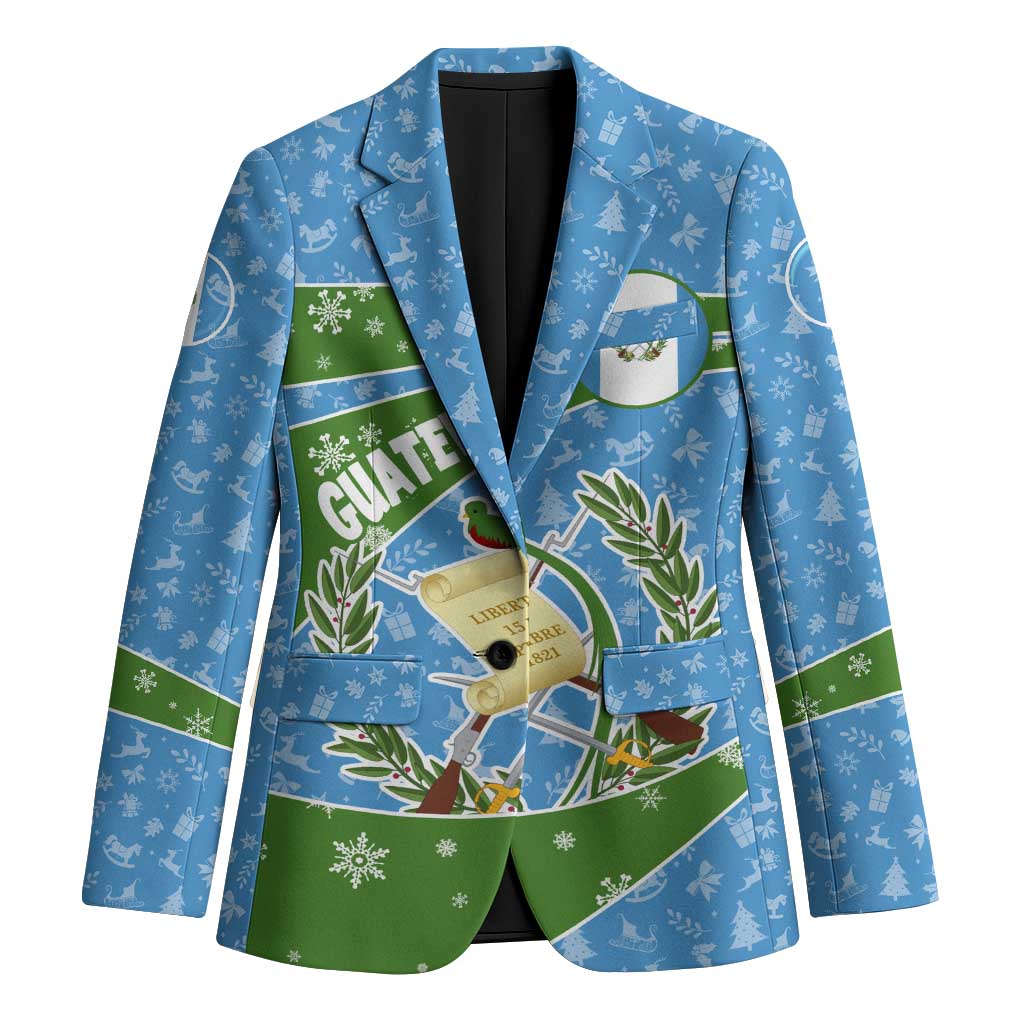Guatemala Christmas Blazer with Blue Green Christmas Quetzal Bird Gift and Coat of Arms - Wonder Print Shop
