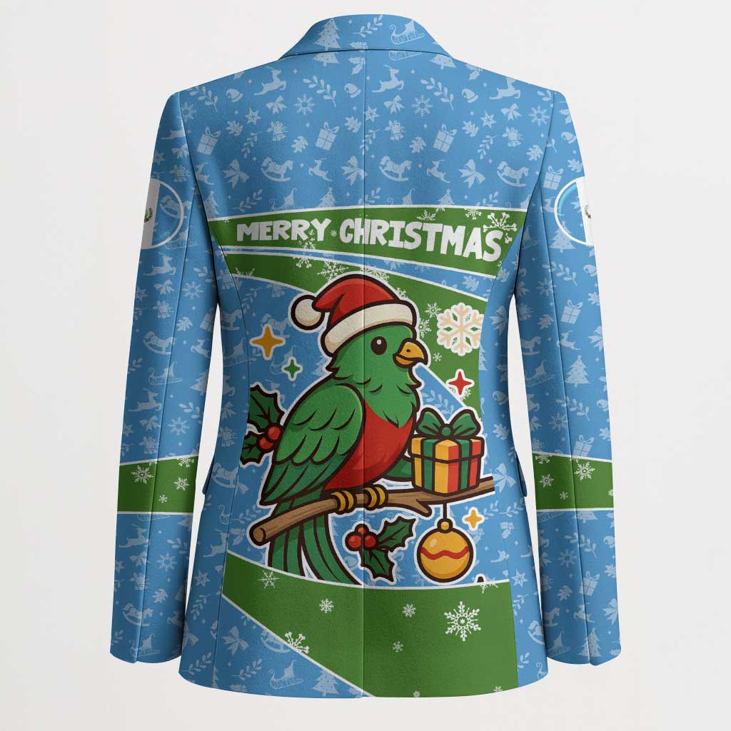 Guatemala Christmas Blazer with Blue Green Christmas Quetzal Bird Gift and Coat of Arms - Wonder Print Shop