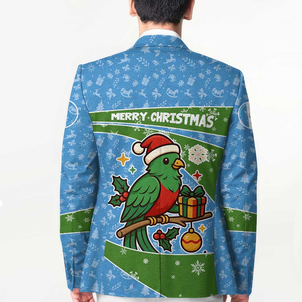 Guatemala Christmas Blazer with Blue Green Christmas Quetzal Bird Gift and Coat of Arms - Wonder Print Shop