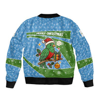 Guatemala Christmas Bomber Jacket with Blue Green Christmas Quetzal Bird Gift and Coat of Arms - Wonder Print Shop