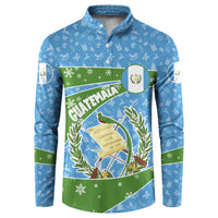Guatemala Christmas Button Sweatshirt with Blue Green Christmas Quetzal Bird Gift and Coat of Arms - Wonder Print Shop