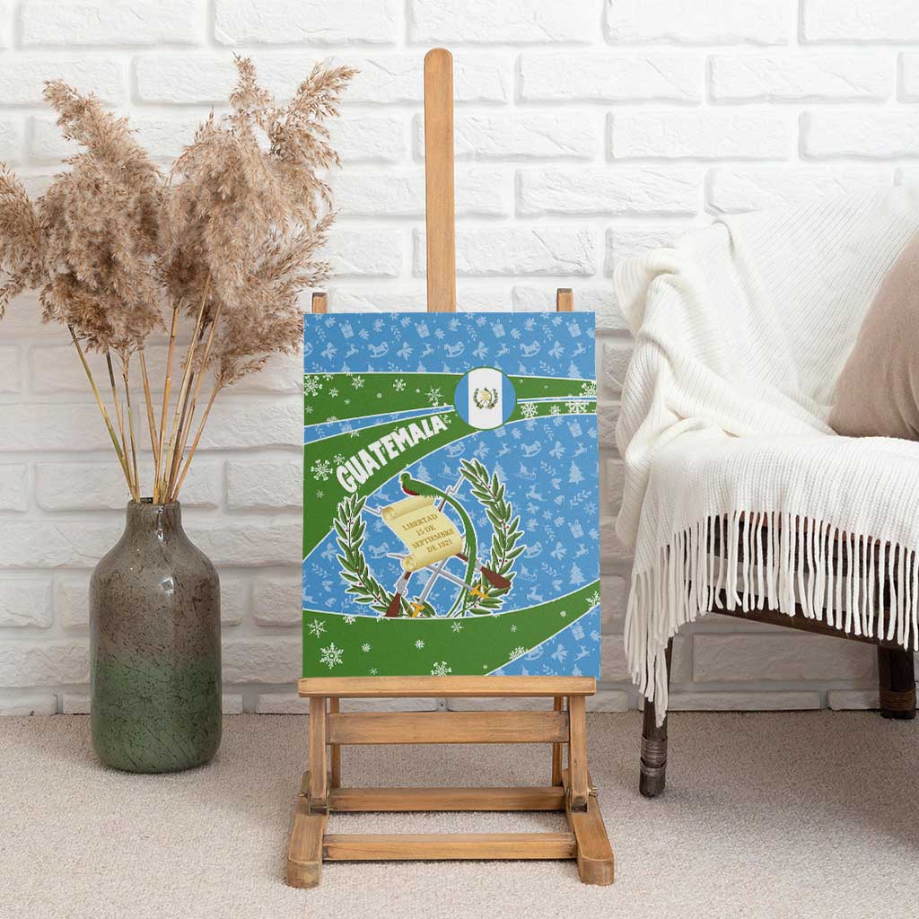 Guatemala Christmas Canvas Wall Art with Blue Green Christmas Quetzal Bird Gift and Coat of Arms - Wonder Print Shop