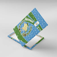 Guatemala Christmas Canvas Wall Art with Blue Green Christmas Quetzal Bird Gift and Coat of Arms - Wonder Print Shop