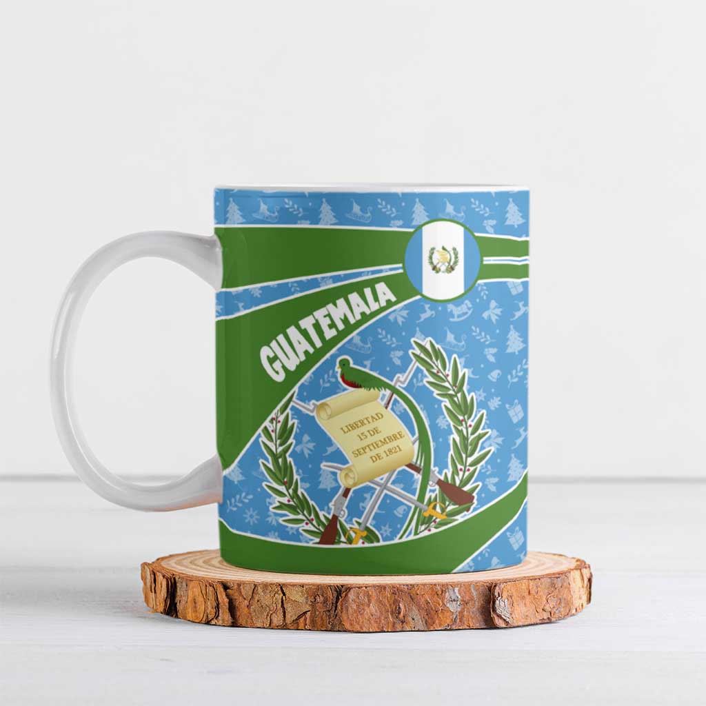 Guatemala Christmas Ceramic Mug with Blue Green Christmas Quetzal Bird Gift and Coat of Arms - Wonder Print Shop