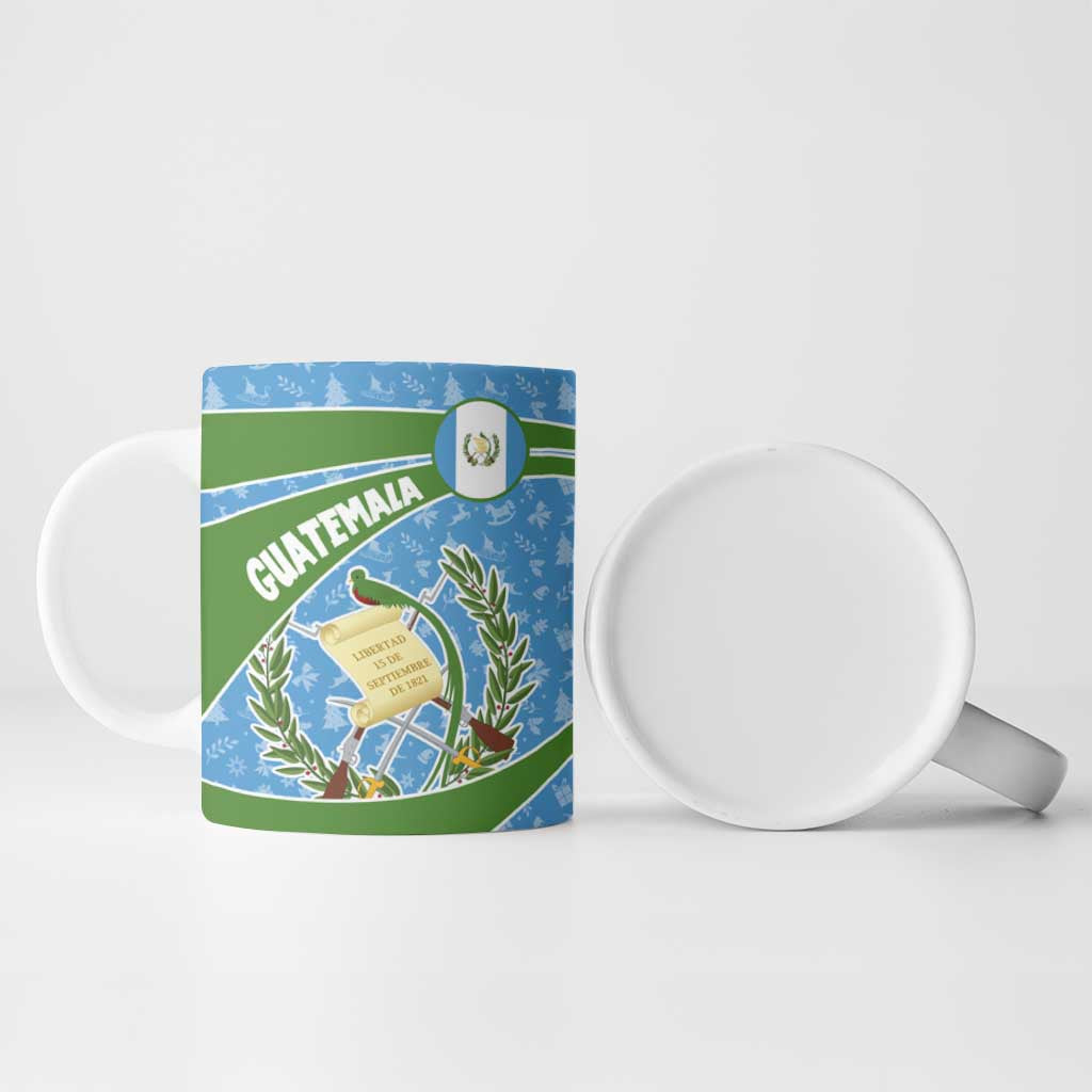 Guatemala Christmas Ceramic Mug with Blue Green Christmas Quetzal Bird Gift and Coat of Arms - Wonder Print Shop