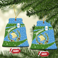 Guatemala Christmas Ceramic Ornament with Blue Green Christmas Quetzal Bird Gift and Coat of Arms - Wonder Print Shop