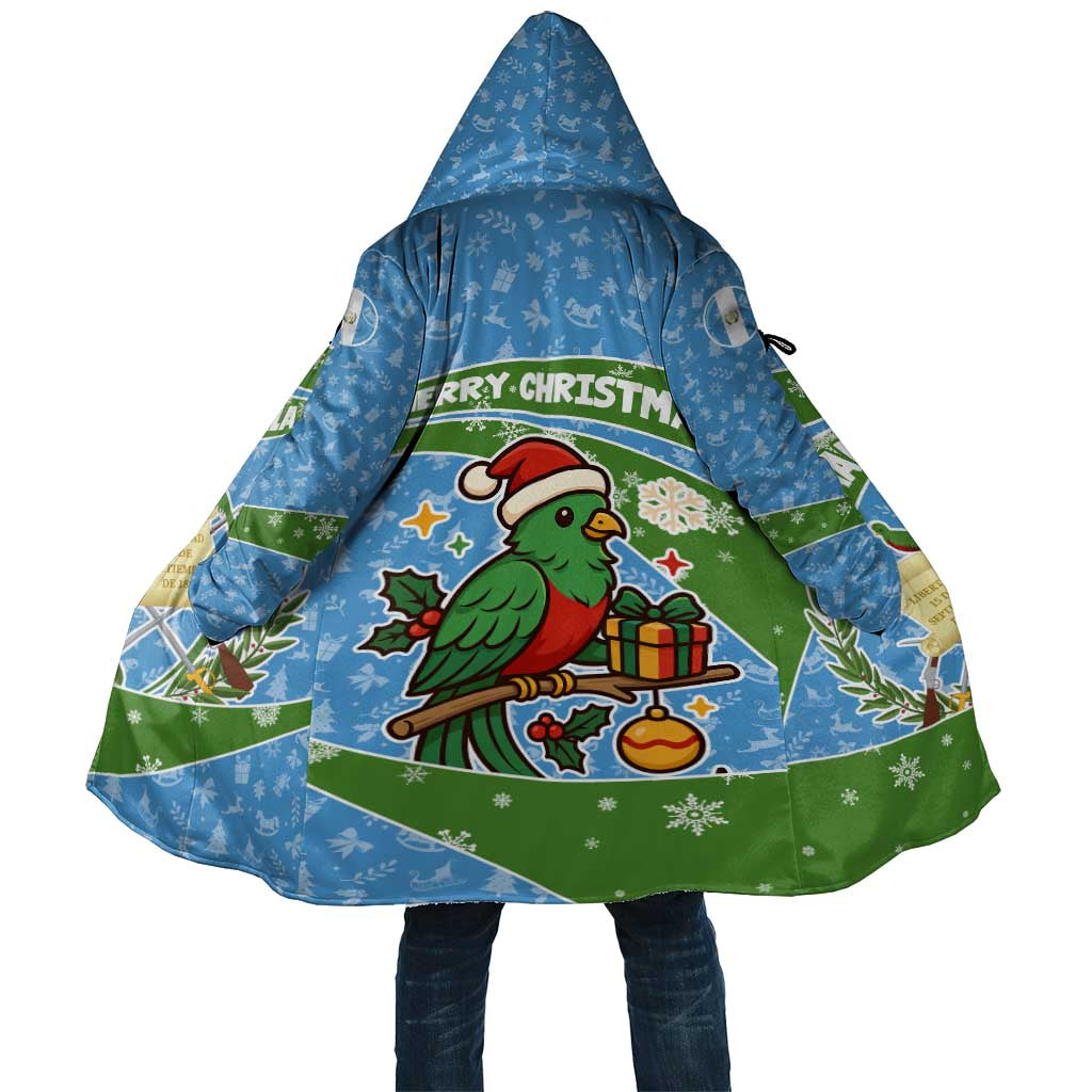 Guatemala Christmas Cloak with Blue Green Christmas Quetzal Bird Gift and Coat of Arms - Wonder Print Shop