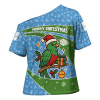 Guatemala Christmas Cross Shoulder Shirt with Blue Green Christmas Quetzal Bird Gift and Coat of Arms - Wonder Print Shop