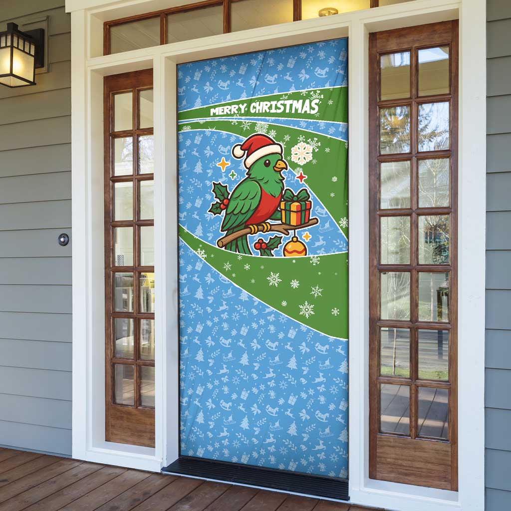 Guatemala Christmas Door Cover with Blue Green Christmas Quetzal Bird Gift and Coat of Arms - Wonder Print Shop