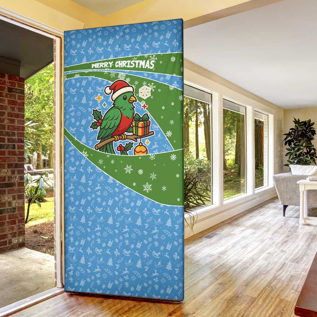 Guatemala Christmas Door Cover with Blue Green Christmas Quetzal Bird Gift and Coat of Arms - Wonder Print Shop