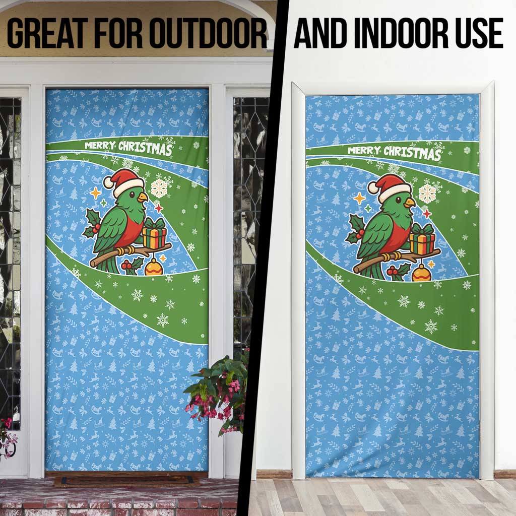 Guatemala Christmas Door Cover with Blue Green Christmas Quetzal Bird Gift and Coat of Arms - Wonder Print Shop