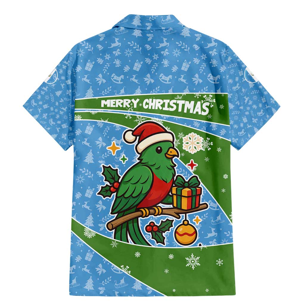 Guatemala Christmas Family Matching Mermaid Dress and Hawaiian Shirt with Blue Green Christmas Quetzal Bird Gift and Coat of Arms - Wonder Print Shop