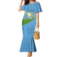 Guatemala Christmas Family Matching Mermaid Dress and Hawaiian Shirt with Blue Green Christmas Quetzal Bird Gift and Coat of Arms - Wonder Print Shop