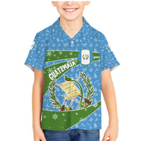 Guatemala Christmas Family Matching Mermaid Dress and Hawaiian Shirt with Blue Green Christmas Quetzal Bird Gift and Coat of Arms - Wonder Print Shop