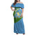Guatemala Christmas Family Matching Off Shoulder Maxi Dress and Hawaiian Shirt with Blue Green Christmas Quetzal Bird Gift and Coat of Arms - Wonder Print Shop