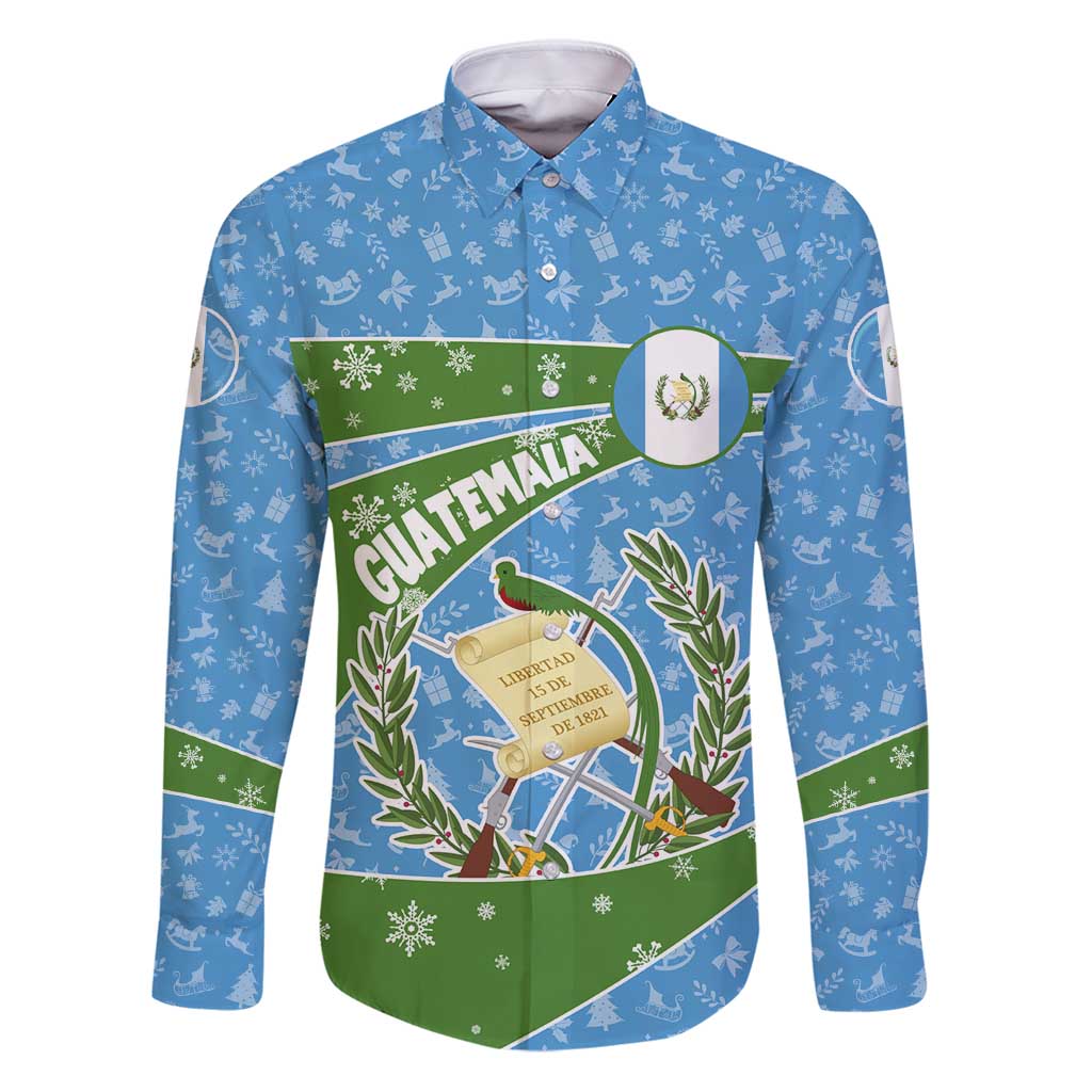 Guatemala Christmas Family Matching Puletasi and Hawaiian Shirt with Blue Green Christmas Quetzal Bird Gift and Coat of Arms - Wonder Print Shop