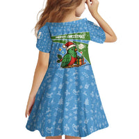 Guatemala Christmas Family Matching Short Sleeve Bodycon Dress and Hawaiian Shirt with Blue Green Christmas Quetzal Bird Gift and Coat of Arms - Wonder Print Shop