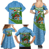 Guatemala Christmas Family Matching Summer Maxi Dress and Hawaiian Shirt with Blue Green Christmas Quetzal Bird Gift and Coat of Arms - Wonder Print Shop
