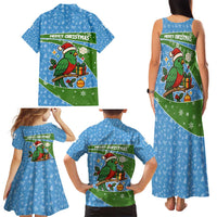 Guatemala Christmas Family Matching Tank Maxi Dress and Hawaiian Shirt with Blue Green Christmas Quetzal Bird Gift and Coat of Arms - Wonder Print Shop