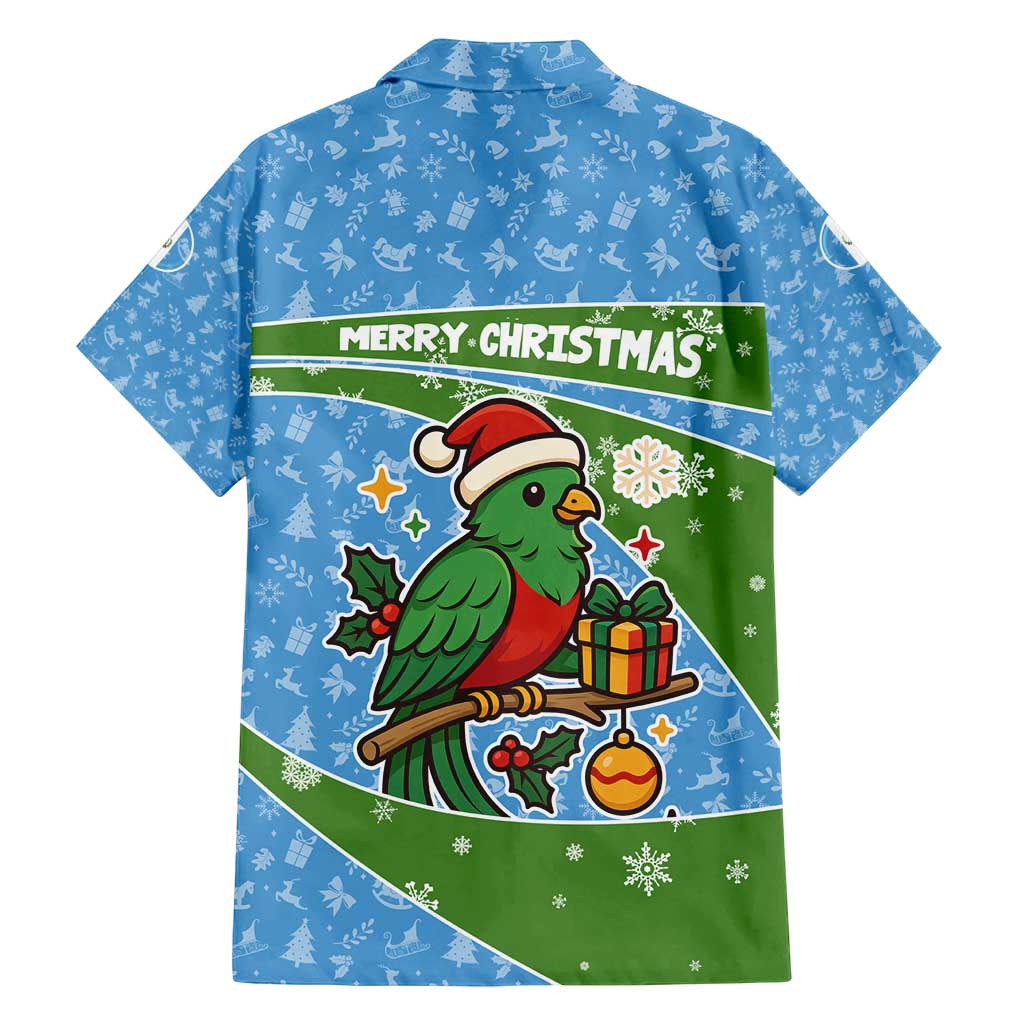 Guatemala Christmas Family Matching Tank Maxi Dress and Hawaiian Shirt with Blue Green Christmas Quetzal Bird Gift and Coat of Arms - Wonder Print Shop