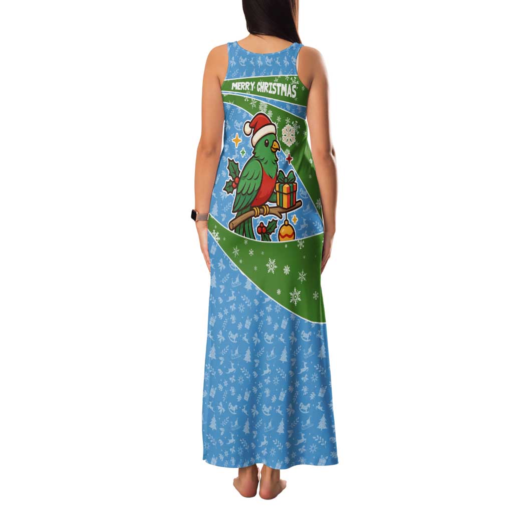 Guatemala Christmas Family Matching Tank Maxi Dress and Hawaiian Shirt with Blue Green Christmas Quetzal Bird Gift and Coat of Arms - Wonder Print Shop